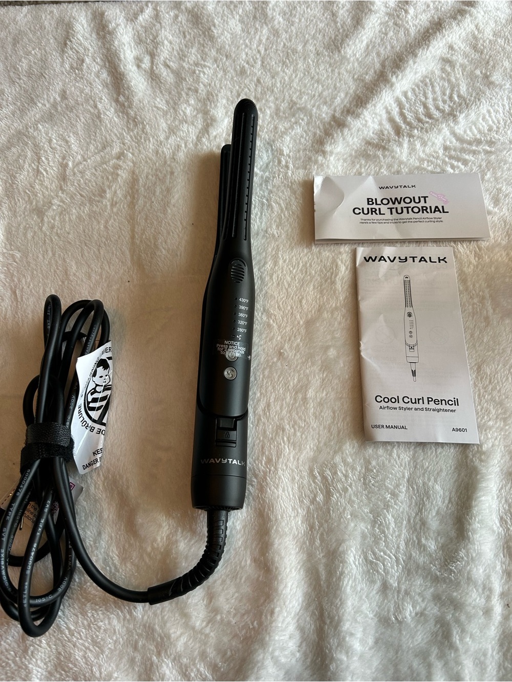 Wavytalk Cool Curl Pencil Airflow Styler & Straightener - Black